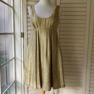 Vera Wang Gold Silk Blend Empire Dress